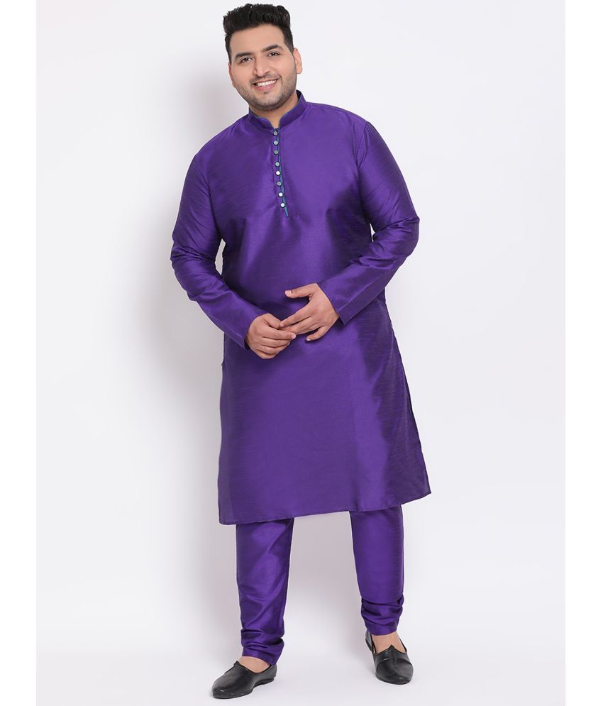     			Hangup Purple Silk Regular Fit Men's Kurta Pyjama Set ( Pack of 1 )