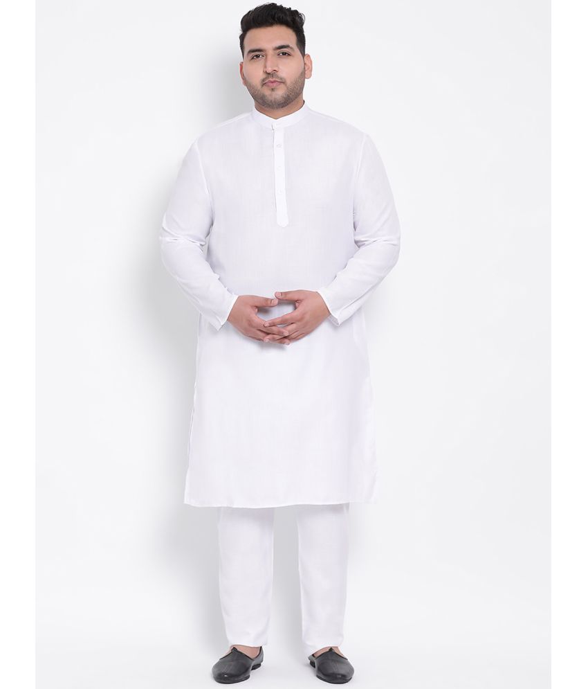     			Hangup White Linen Regular Fit Men's Kurta Pyjama Set ( Pack of 1 )