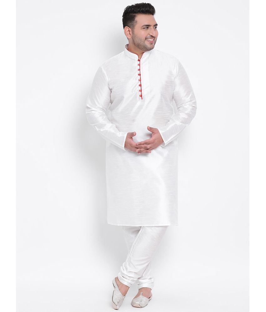     			Hangup White Silk Regular Fit Men's Kurta Pyjama Set ( Pack of 1 )