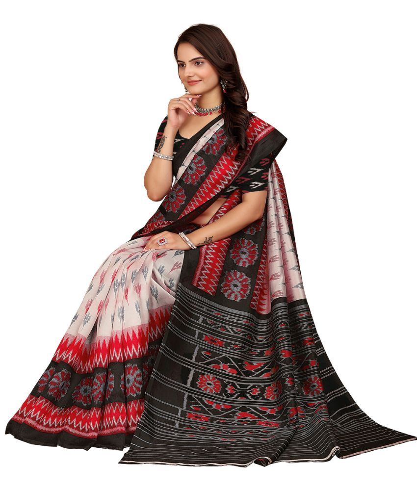     			Kanooda Prints Art Silk Printed Saree With Blouse Piece ( Black , Pack of 1 )