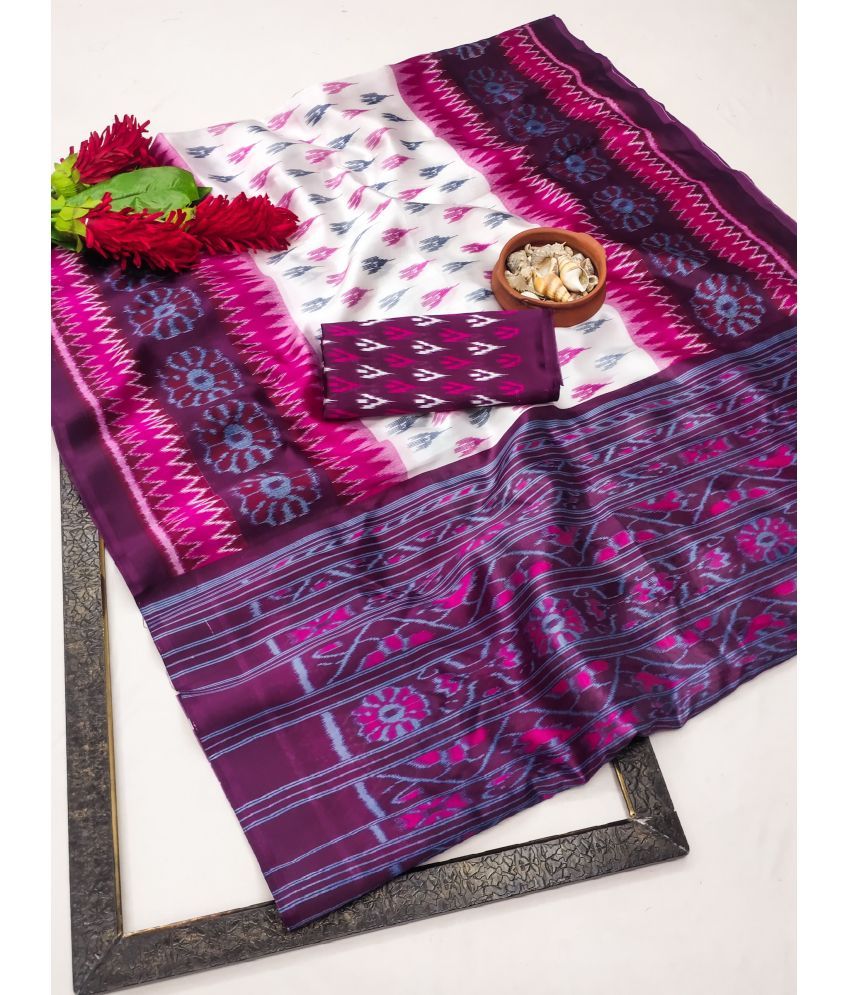     			Kanooda Prints Art Silk Printed Saree With Blouse Piece ( Purple , Pack of 1 )