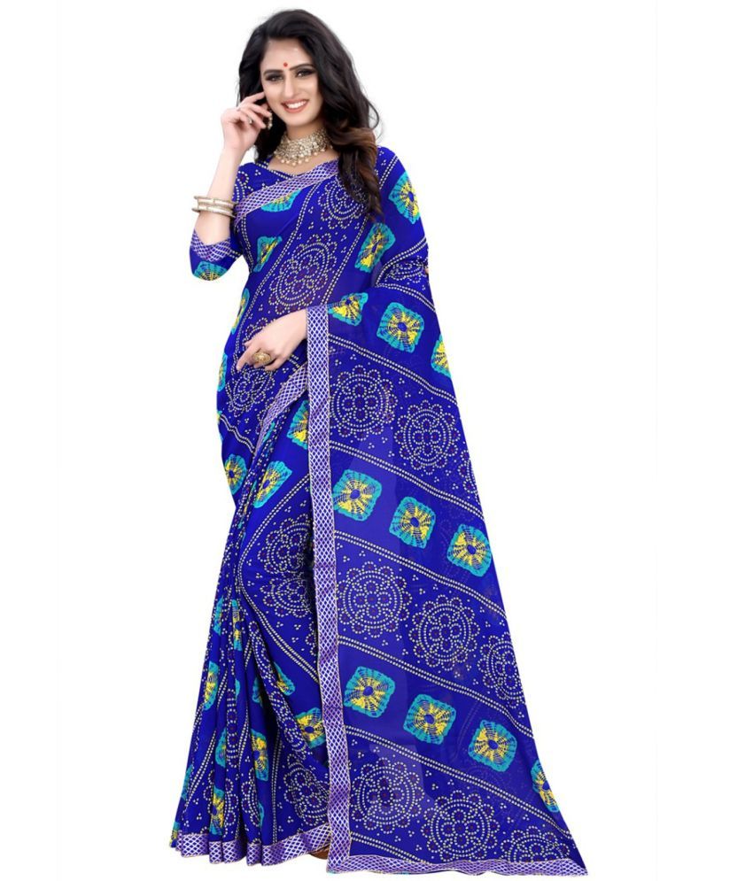     			Kanooda Prints Georgette Embroidered Saree With Blouse Piece ( Blue , Pack of 1 )