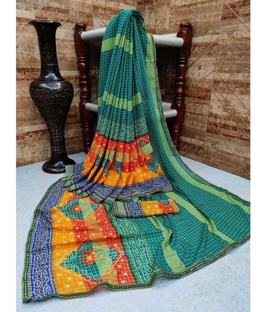     			Kanooda Prints Georgette Printed Saree With Blouse Piece ( Multicolor , Pack of 1 )