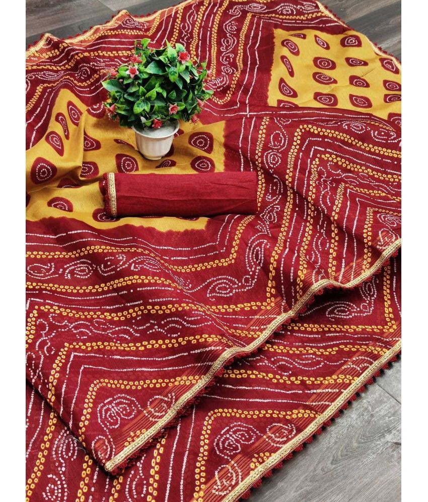     			Kanooda Prints Linen Printed Saree With Blouse Piece ( Multicolor , Pack of 1 )