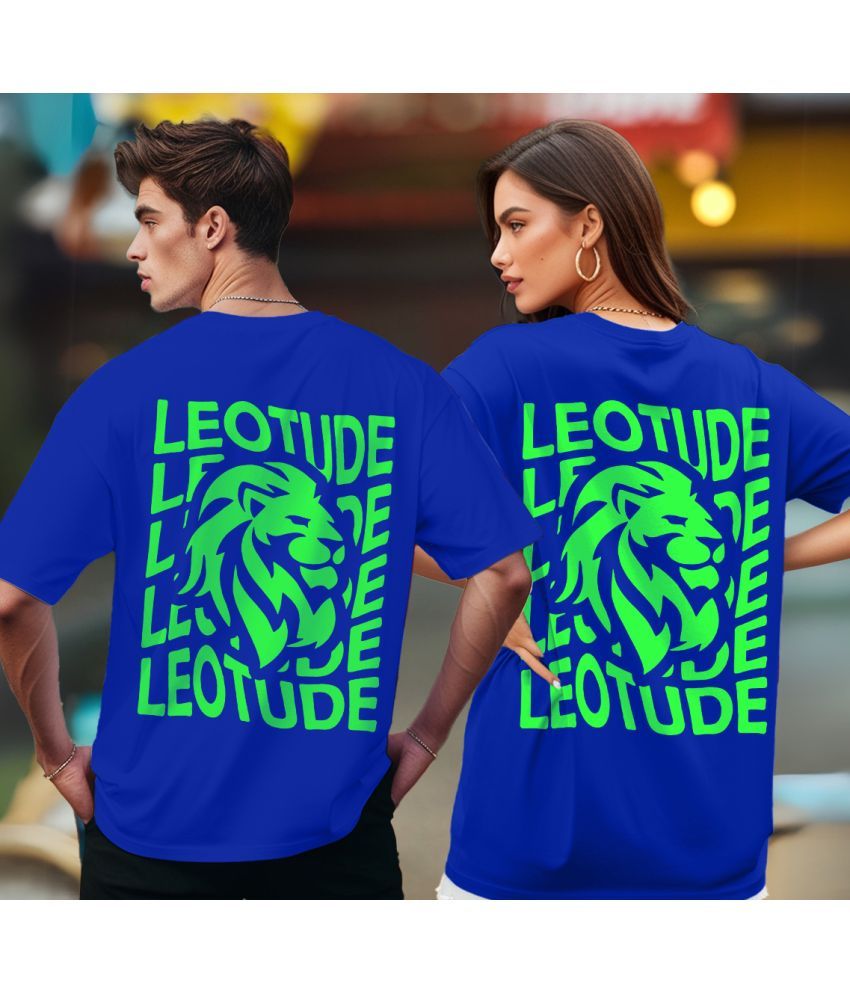     			Leotude Blue Blended Oversized Fit Couple T-Shirt