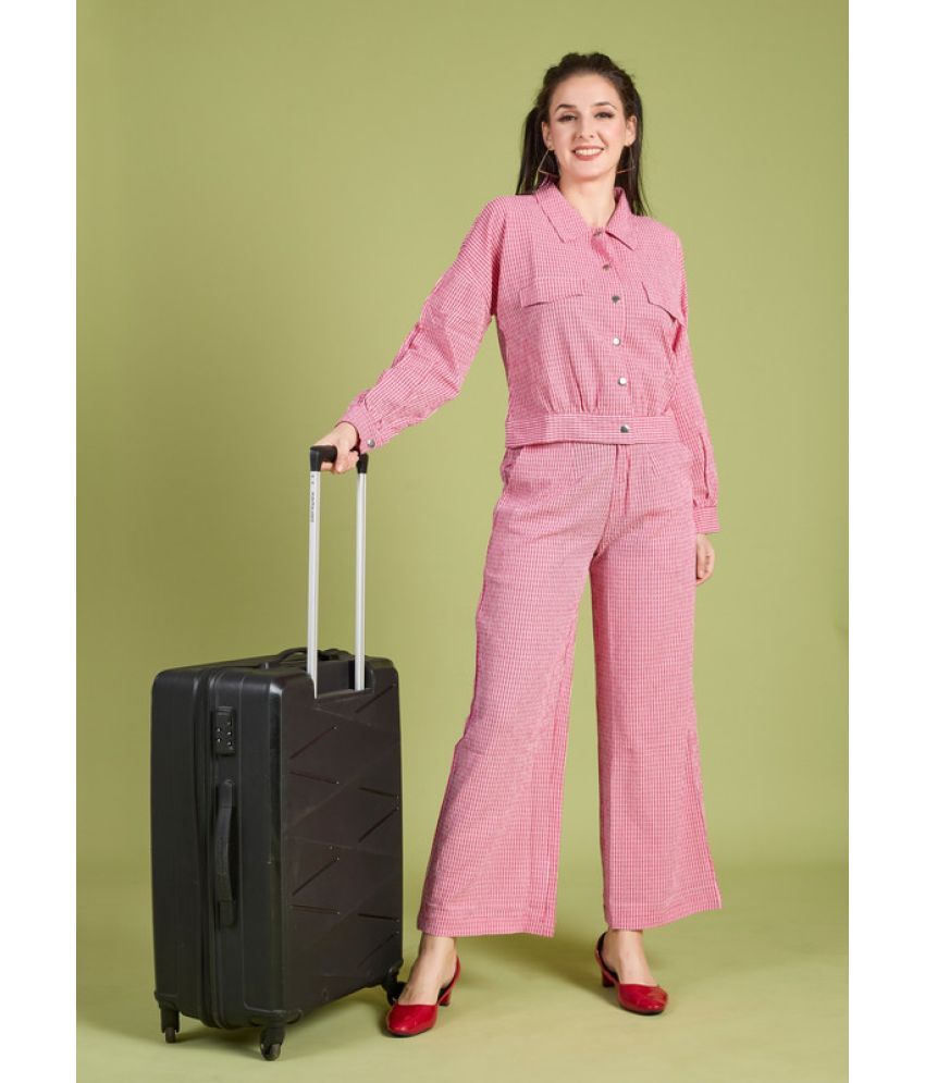     			Mantra Fashion Pink Striped Pant Top Set