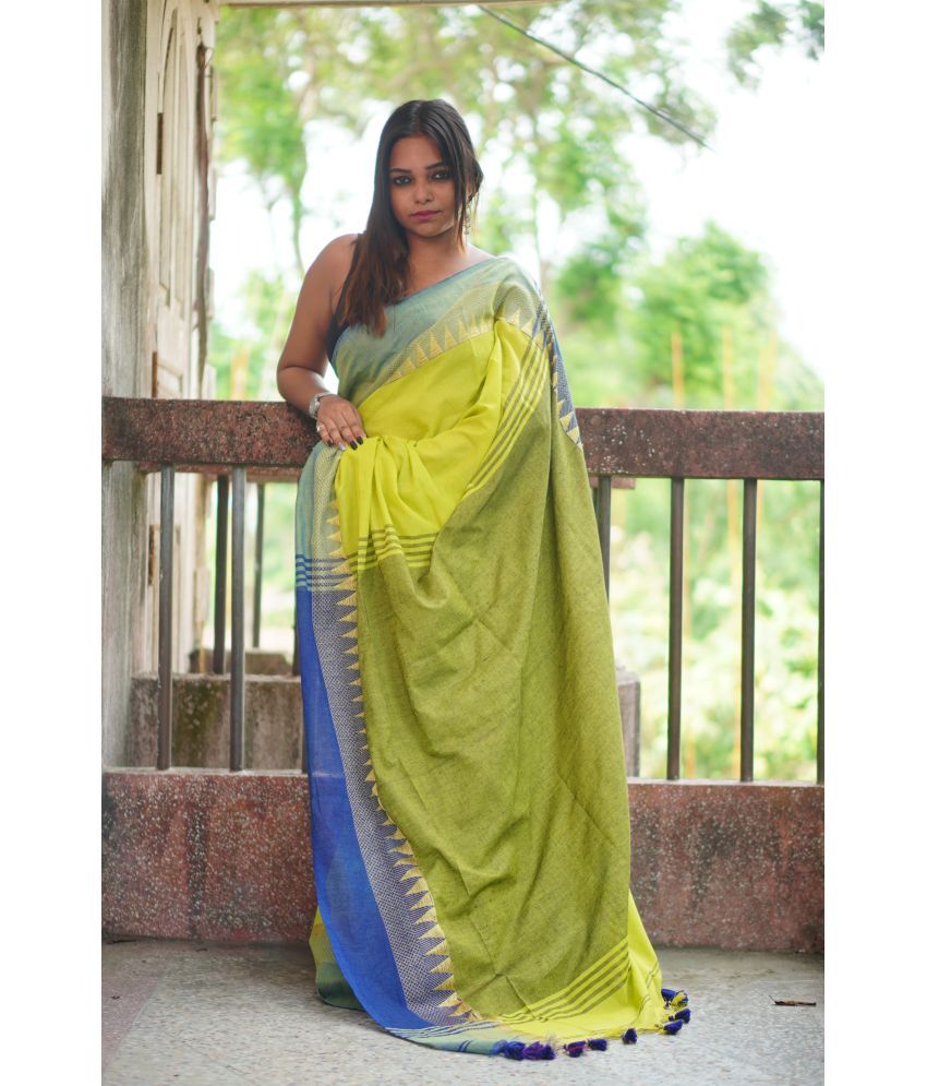     			SARADA HANDLOOM Cotton Solid Saree With Blouse Piece ( Light Green , Pack of 1 )