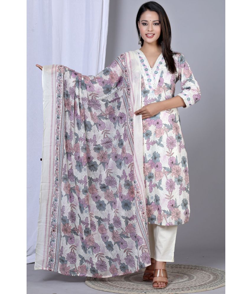     			Yash Gallery Cotton Printed Kurti With Pants Women's Stitched Salwar Suit - Pink ( Pack of 1 )