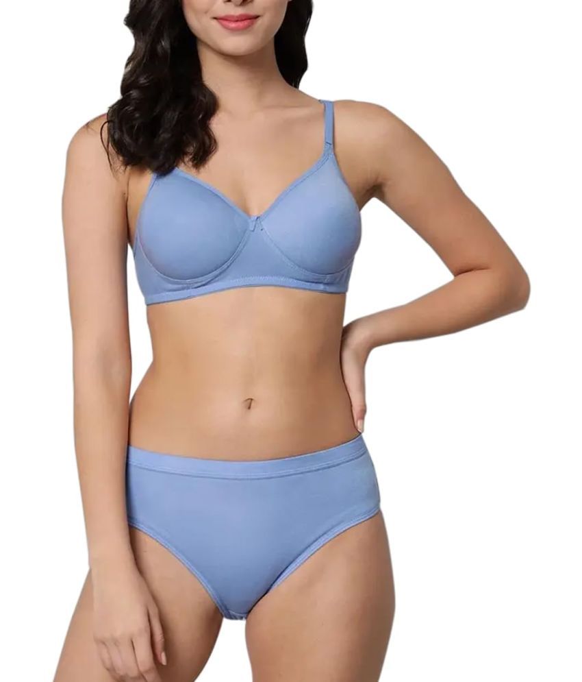     			Arc de Shapes Pack of 1 Cotton Bra & Panty Set For Women ( Blue )