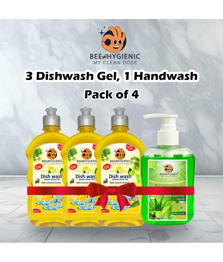     			BEE HYGIENIC Dishwash Gel Lemon And Neem 500 g Pack of 4