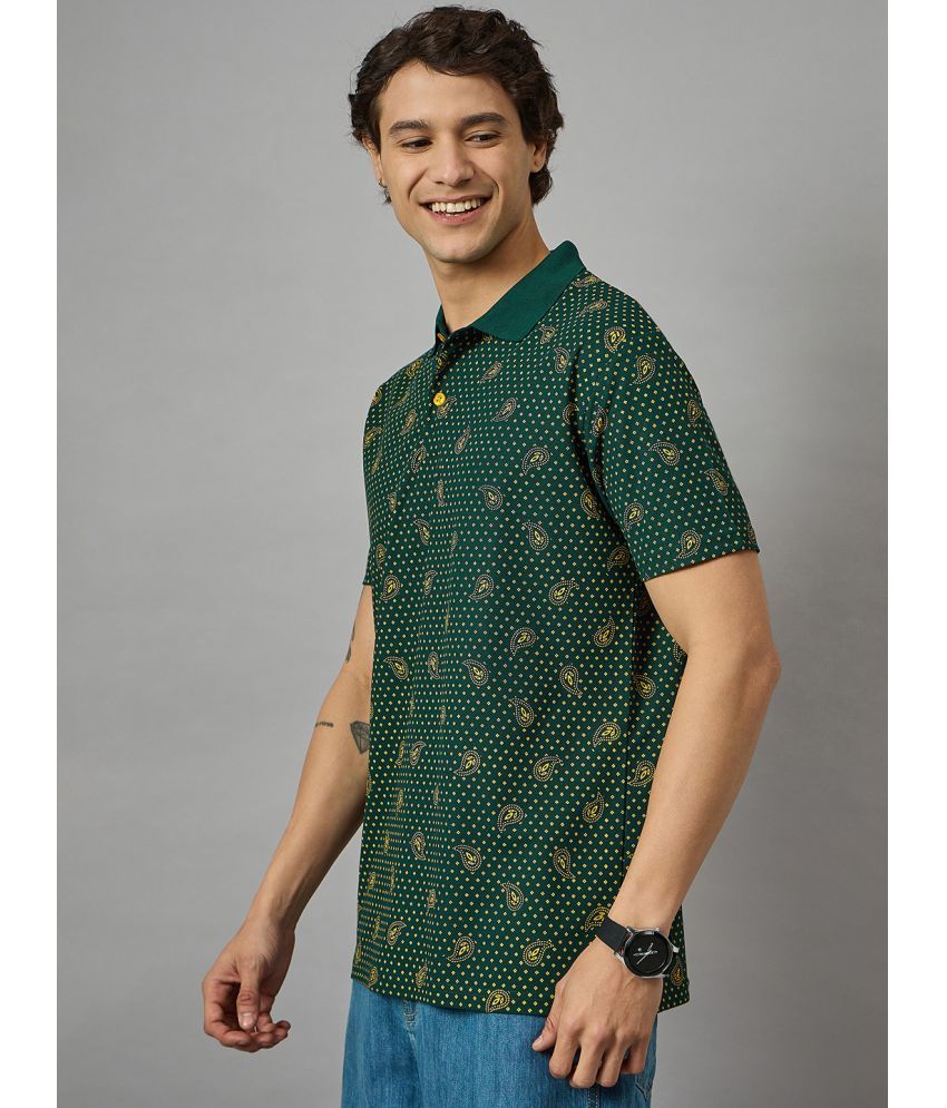     			BRONATION Pack of 1 Cotton Blend Regular Fit Printed Half Sleeves Men's Polo T Shirt ( Dark Green )