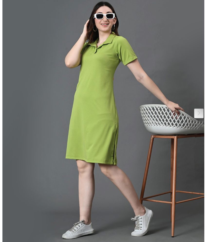     			Christy World Polyester Solid Knee Length Women's Shirt Dress - Green ( Pack of 1 )