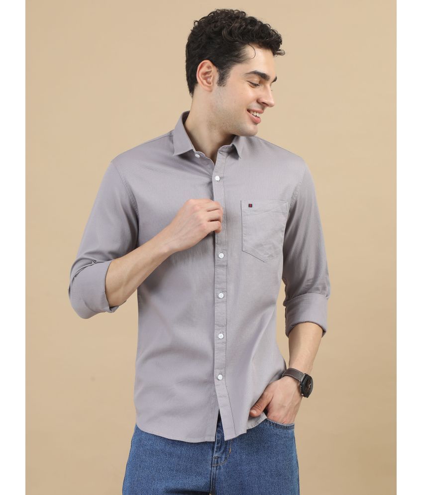     			Cool Colors 100% Cotton Slim Fit Solids Full Sleeves Men's Casual Shirt - Grey ( Pack of 1 )