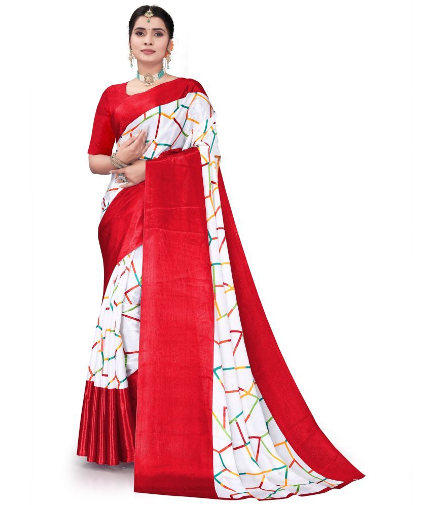     			Grubstaker Crepe Checks Saree With Blouse Piece ( Red , Pack of 1 )