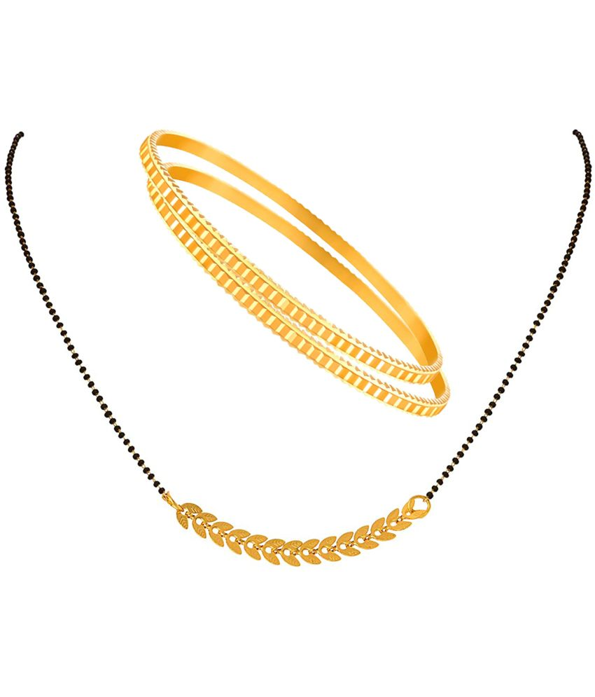     			JFL - Jewellery For Less Golden Copper Necklace Set ( Pack of 3 )