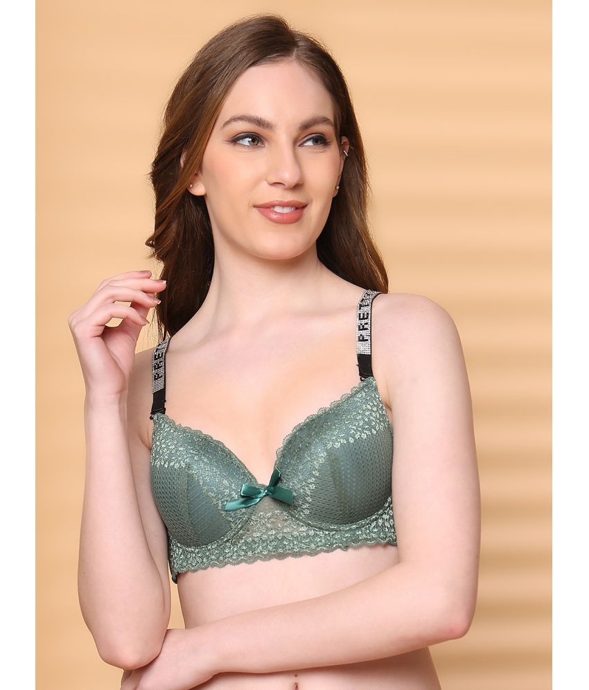     			PrettyCat Pack of 1 Lace Lightly Padded T-Shirt Bra For Women ( Green )