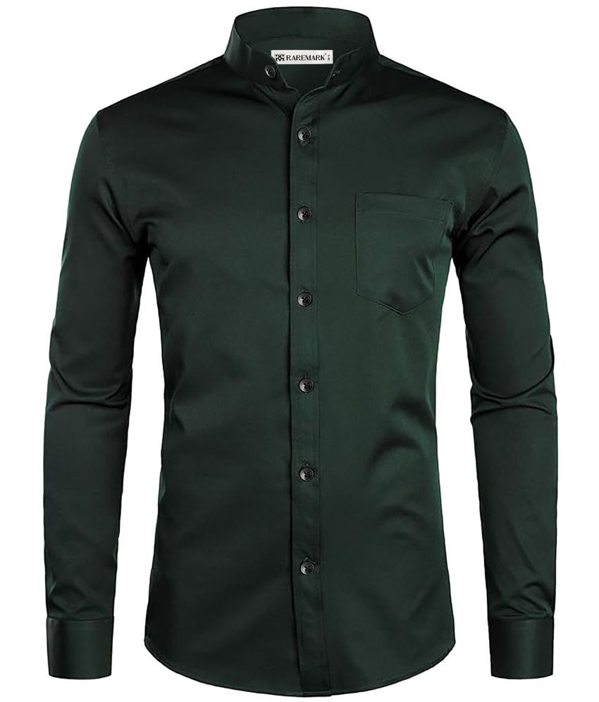     			RAREMARK Cotton Blend Slim Fit Solids Full Sleeves Men's Casual Shirt - Green ( Pack of 1 )