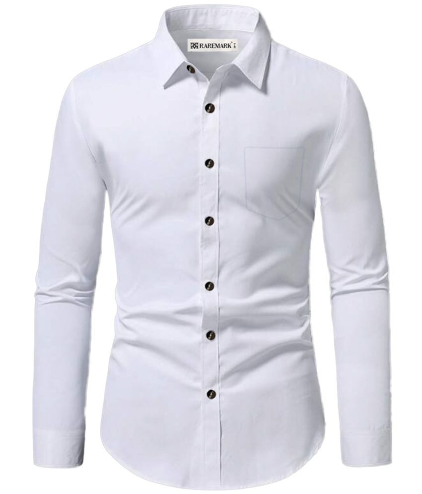     			RAREMARK Cotton Blend Slim Fit Solids Full Sleeves Men's Casual Shirt - White ( Pack of 1 )