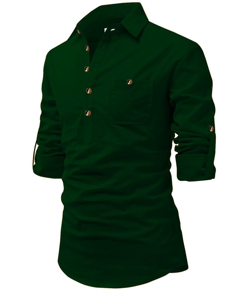     			RAREMARK Green Cotton Men's Regular Kurta ( Pack of 1 )