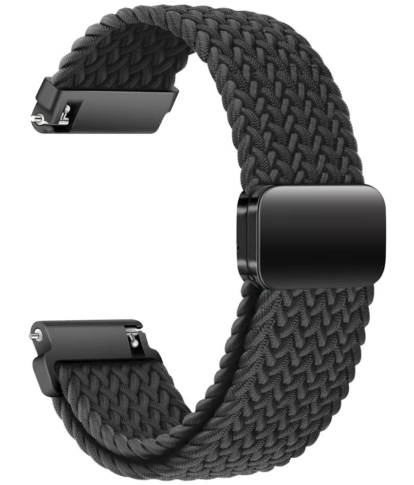     			ACM Watch Strap Woven Braided Magnetic 22mm compatible with Boult Crown R Smartwatch Adjustable Belt Band Black