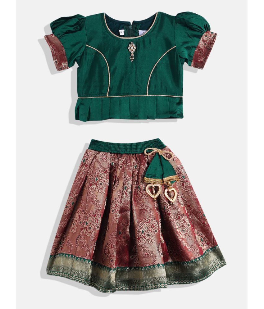     			Aarika Silk Lehenga Choli Set For Girls ( Pack of 1 , Green )