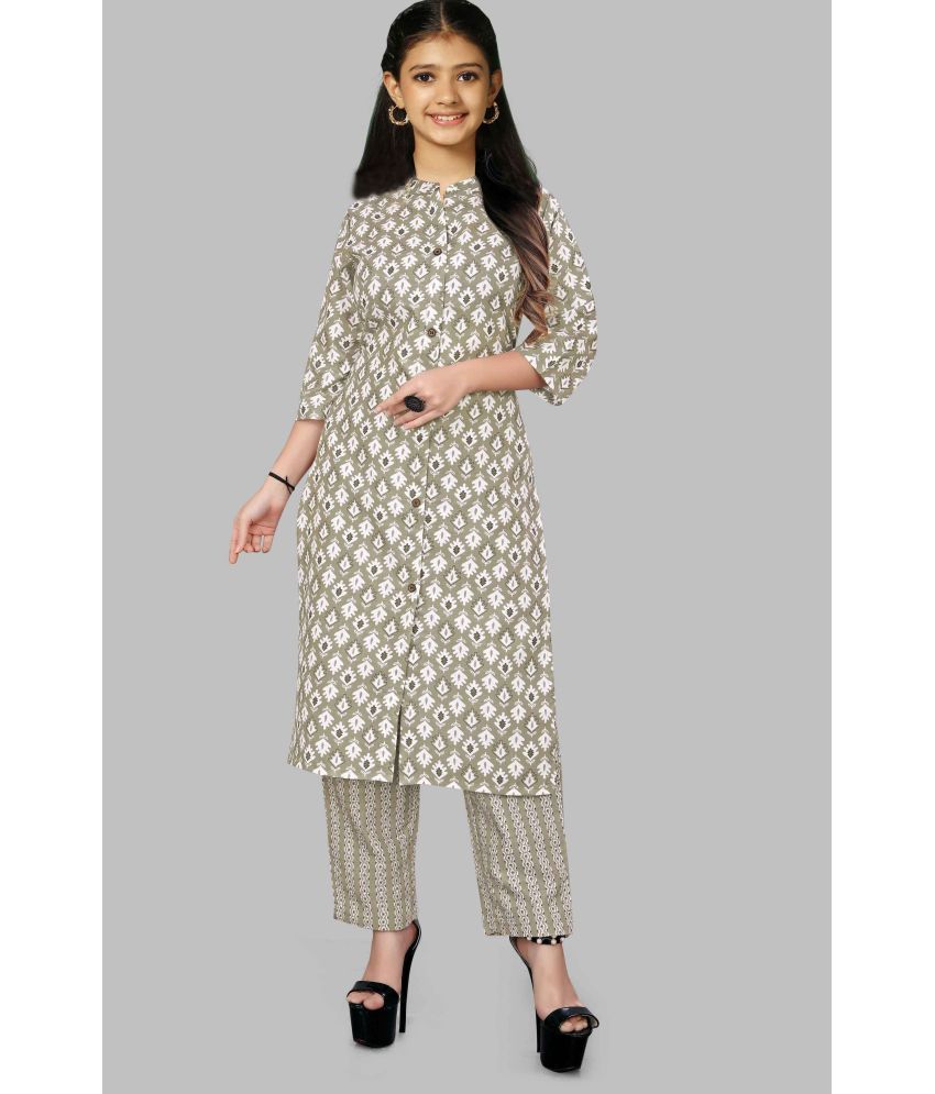     			Bholukart Girls Cotton Blend Kurti with Salwar ( Pack of 1 , Beige )