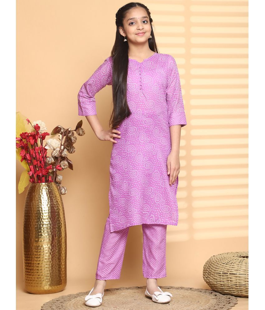     			Bholukart Girls Cotton Blend Kurti with Salwar ( Pack of 1 , Purple )