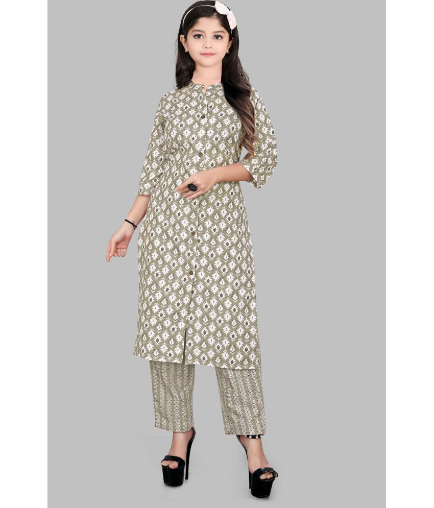     			Bholukart Girls Cotton Blend Kurti with Salwar ( Pack of 1 , Beige )