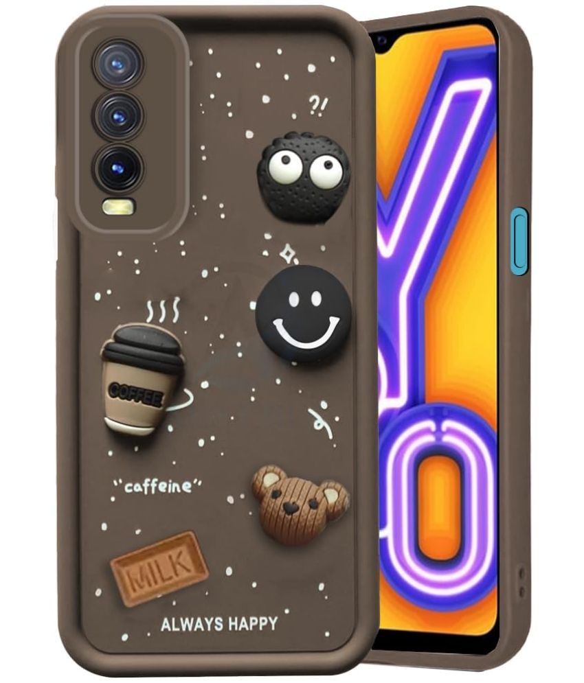     			Bright Traders Brown Printed Back Cover Rubber Compatible For Vivo Y20 ( Pack of 1 )