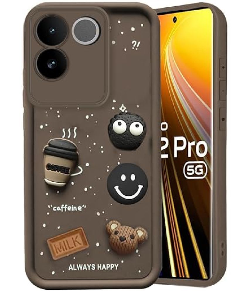     			Bright Traders Brown Printed Back Cover Rubber Compatible For Vivo T2 Pro ( Pack of 1 )