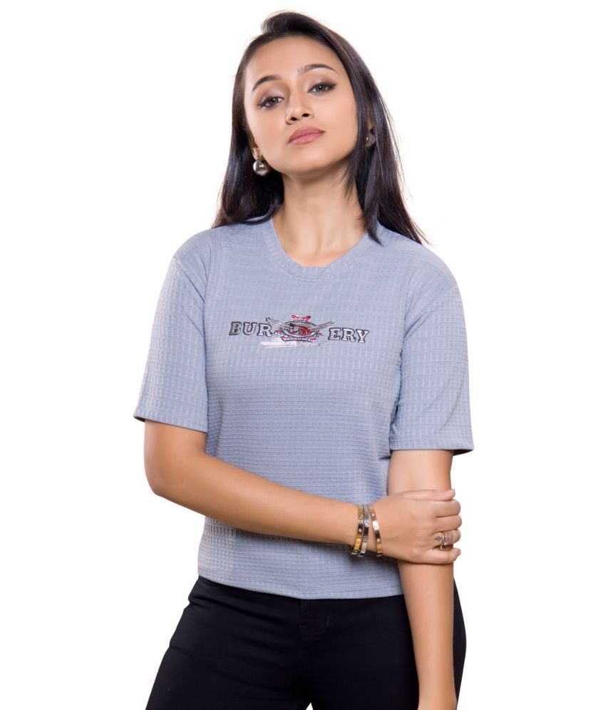     			Monisha Plus Grey Cotton Blend Women's Regular Top ( Pack of 1 )