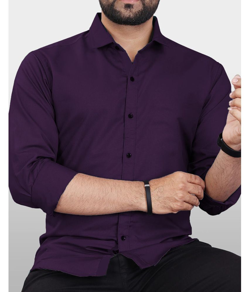     			VERTUSY Cotton Blend Regular Fit Solids Full Sleeves Men's Casual Shirt - Purple ( Pack of 1 )