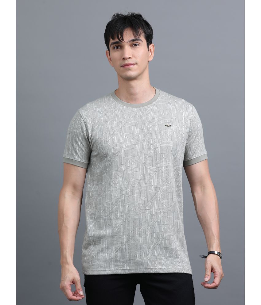     			BLUE ARC Polyester Regular Fit Self Design Half Sleeves Men's Round T-Shirt - Grey ( Pack of 1 )