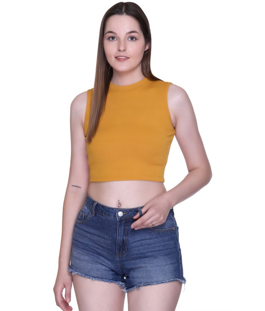     			Colors And Blends Mustard Cotton Women's Crop Top ( Pack of 1 )