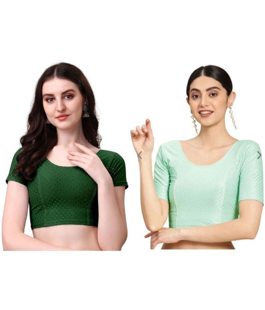     			RUNAYA NX Green Readymade without Pad Lycra Women's Blouse ( Pack of 2 )