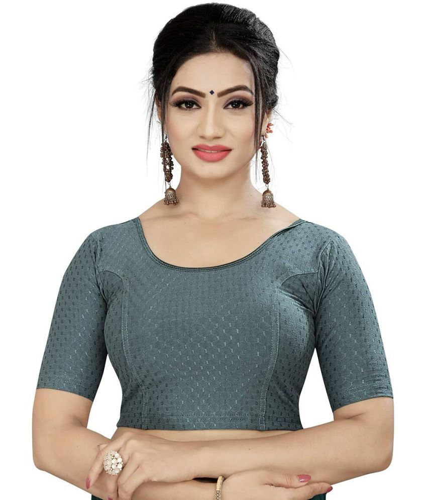     			RUNAYA NX Grey Readymade without Pad Cotton Blend Women's Blouse ( Pack of 1 )