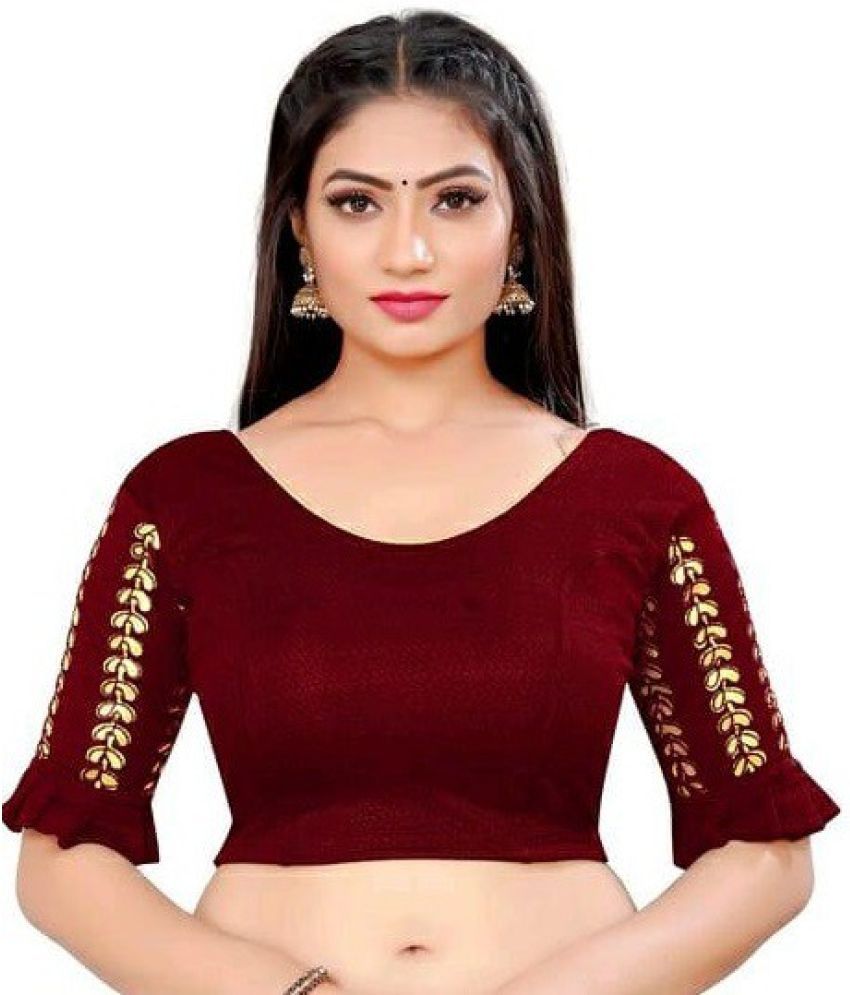     			RUNAYA NX Maroon Readymade without Pad Cotton Blend Women's Blouse ( Pack of 1 )