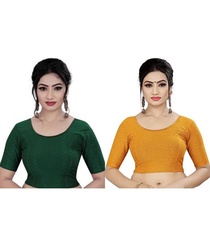     			RUNAYA NX Multicolor Readymade without Pad Lycra Women's Blouse ( Pack of 2 )