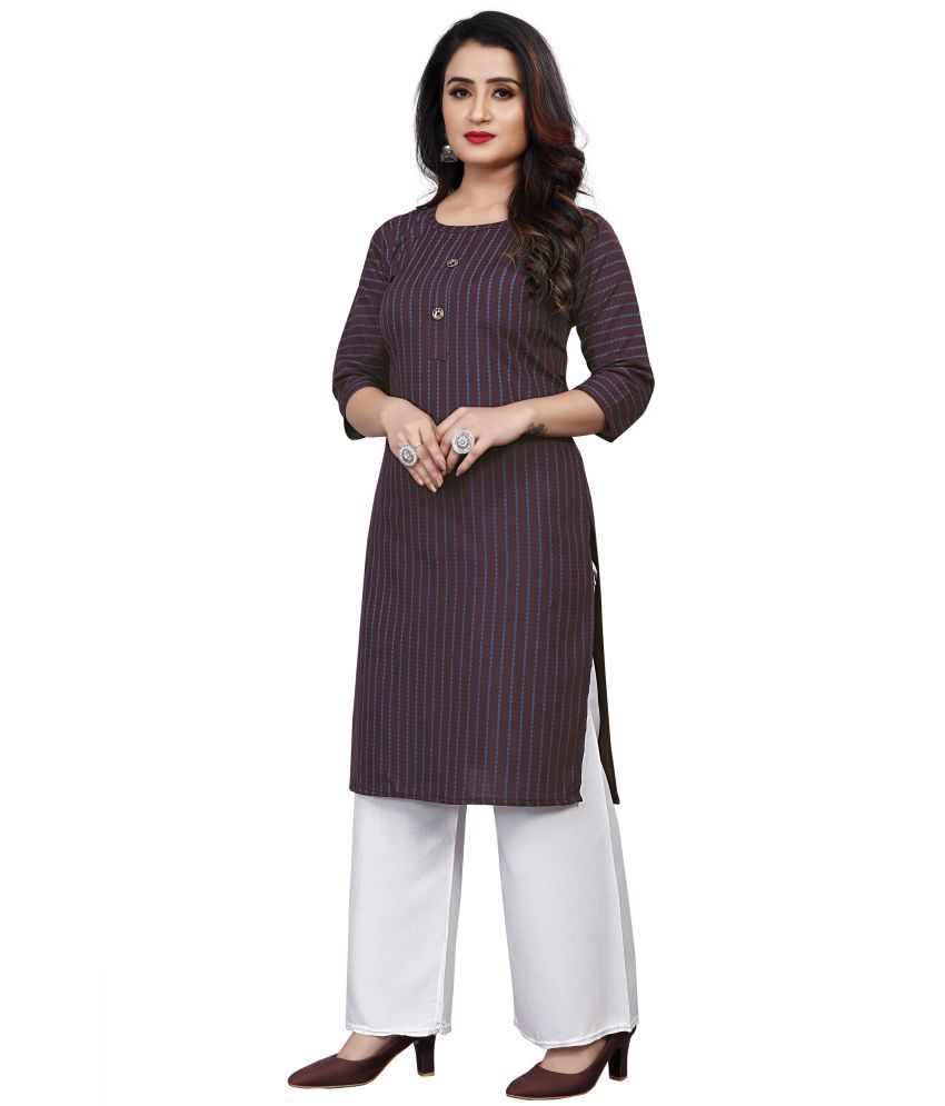     			RUNAYA NX Pack of 1 Viscose Rayon Printed Straight Women's Kurti - ( Purple )