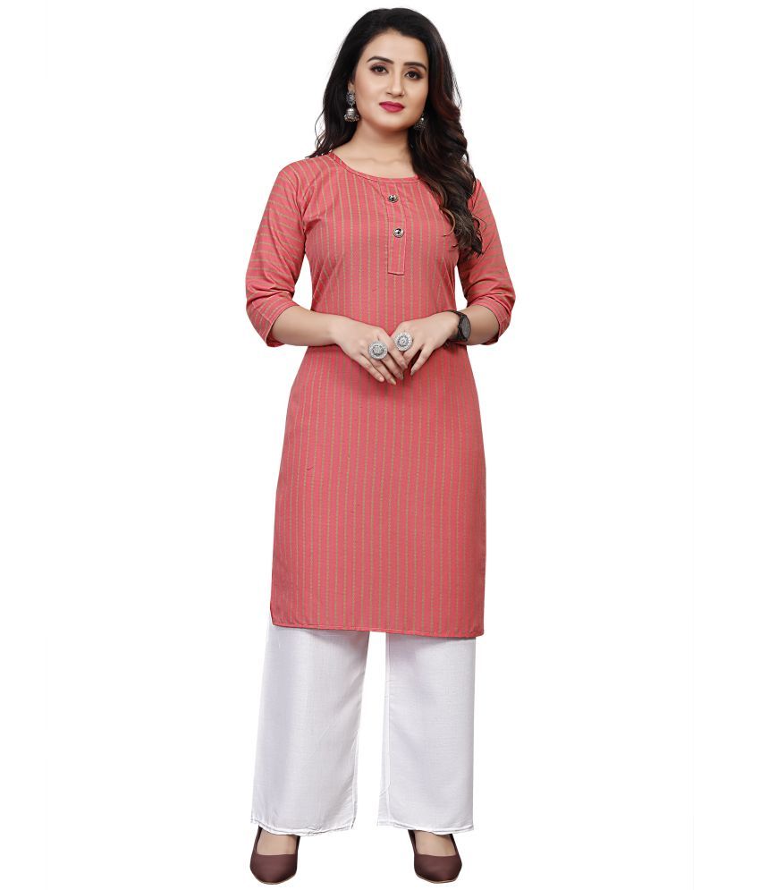     			RUNAYA NX Pack of 1 Viscose Rayon Solid Straight Women's Kurti - ( Pink )