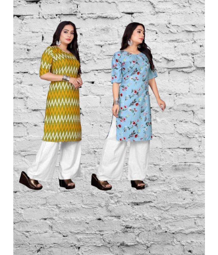     			RUNAYA NX Pack of 2 Viscose Rayon Printed A-line Women's Kurti - ( Multicolor )