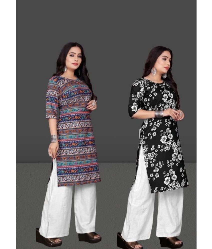     			RUNAYA NX Pack of 2 Cotton Silk Printed A-line Women's Kurti - ( White )