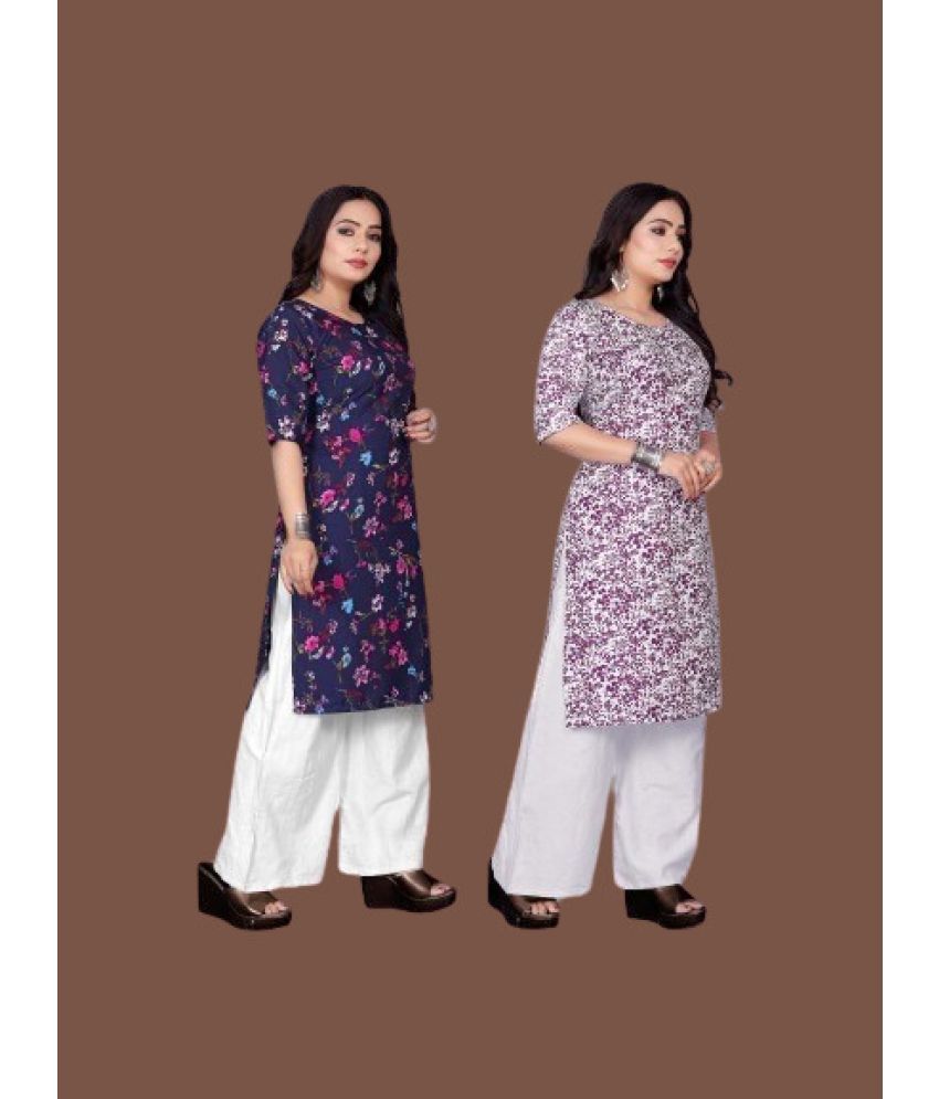     			RUNAYA NX Pack of 2 Viscose Rayon Printed A-line Women's Kurti - ( Orange )