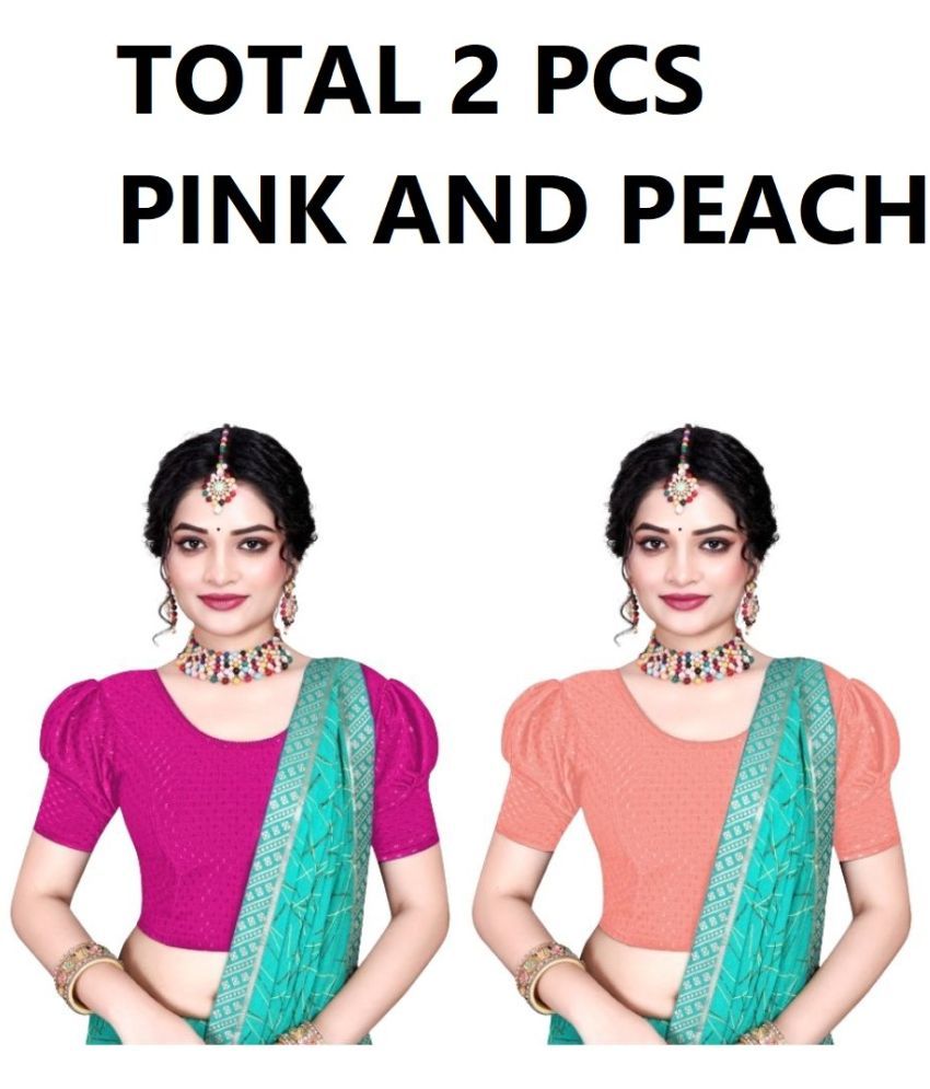     			RUNAYA NX Pink Readymade without Pad Lycra Women's Blouse ( Pack of 2 )