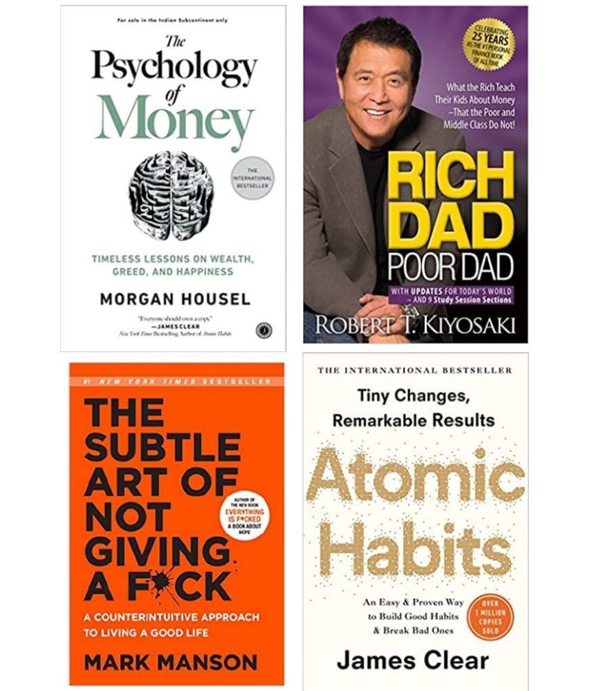     			The subtle art of not giving a fuck + Rich dad poor dad + Atomic habit + the psychology of money ( english paperback )