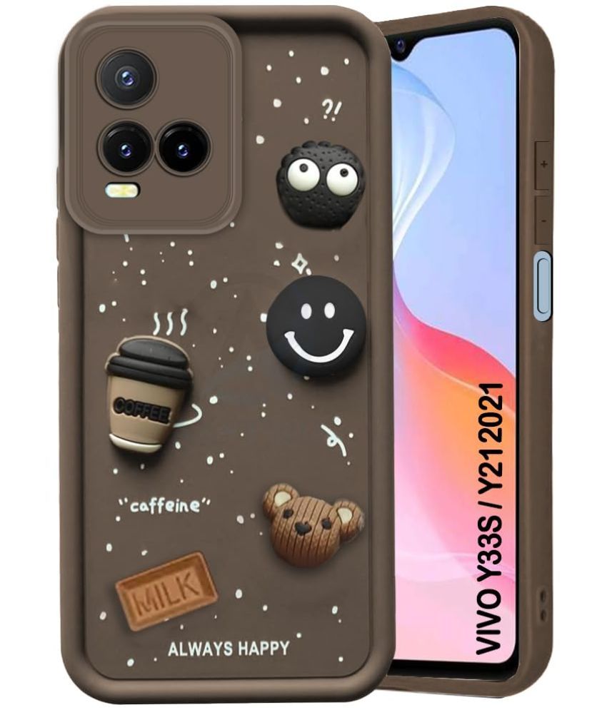     			Doyen Creations Brown Printed Back Cover Rubber Compatible For Vivo Y33s ( Pack of 1 )