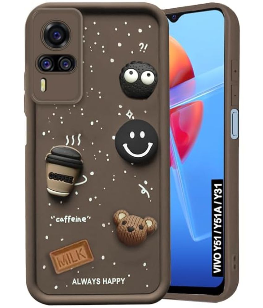     			Doyen Creations Brown Printed Back Cover Rubber Compatible For Vivo Y31 ( Pack of 1 )