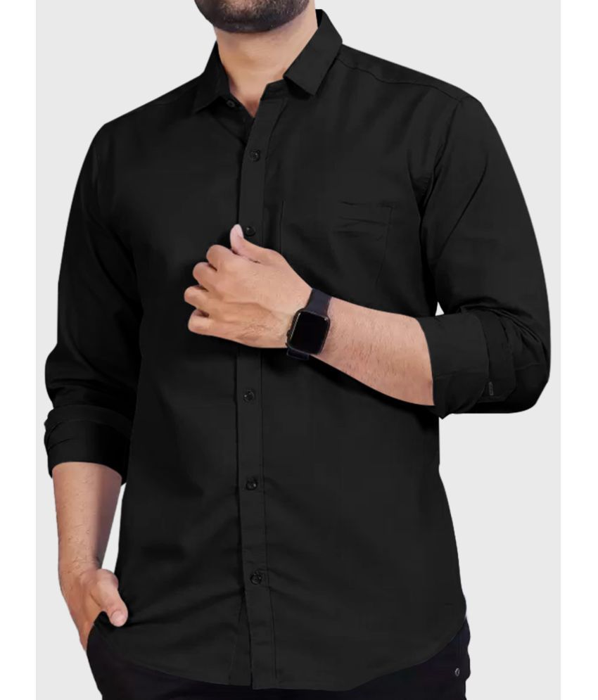     			Eyebogler Cotton Blend Regular Fit Solids Full Sleeves Men's Casual Shirt - Black ( Pack of 1 )