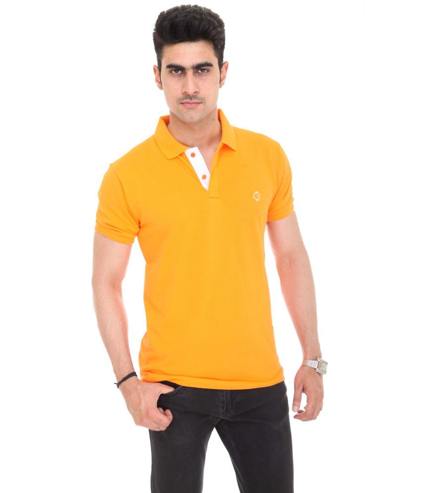     			Colors And Blends Pack of 1 Cotton Blend Regular Fit Solid Half Sleeves Men's Polo T Shirt ( Orange )