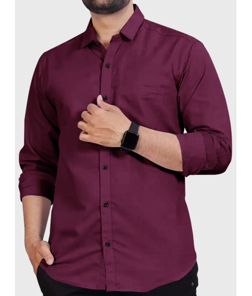     			Eyebogler Cotton Blend Regular Fit Solids Full Sleeves Men's Casual Shirt - Maroon ( Pack of 1 )